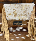 Cream and Gold Hair-on-Hide Leather Clutch Handbag
