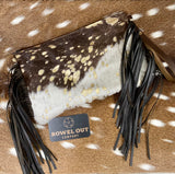 Mixed Metallic Hair on Hide Handbag w/ Leather Fringe Wristlet