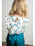 White & Teal Floral Ruffle Spring Summer Short Set
