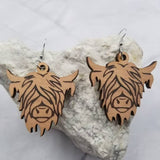 Handmade Wooden Highland Cow Earrings