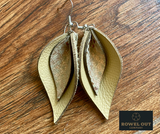 Handmade Double Leaf Leather Earrings