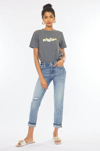 KanCan High Rise with Cuffed Hem Mom Jeans