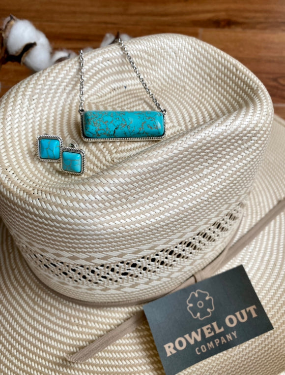 Simple Faux Turquoise Bar Necklace