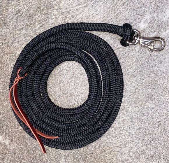 Braided 10ft Horse Lead with Clip and leather popper Rowel Out Company